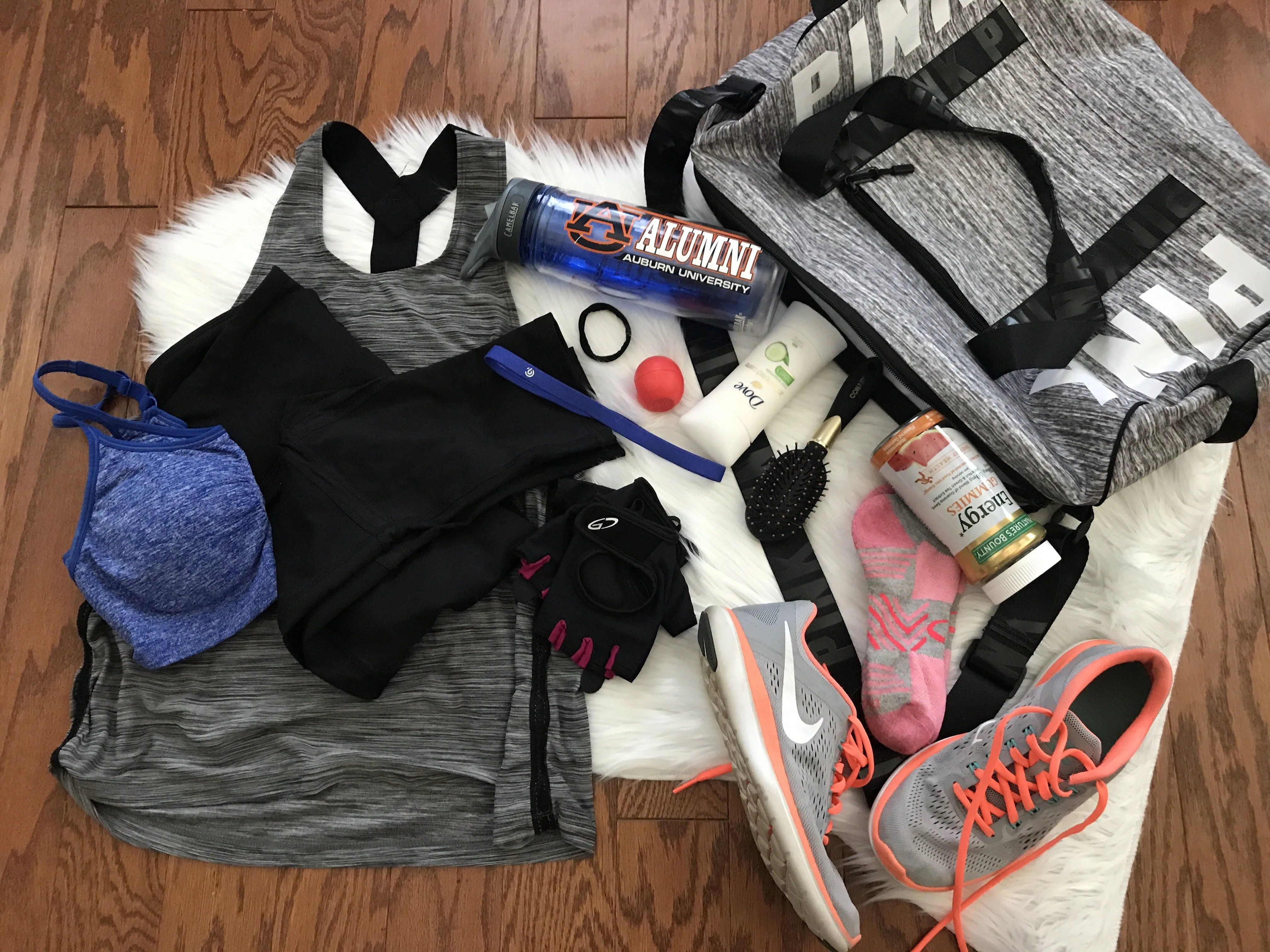 Travel fitness bag and workout gear