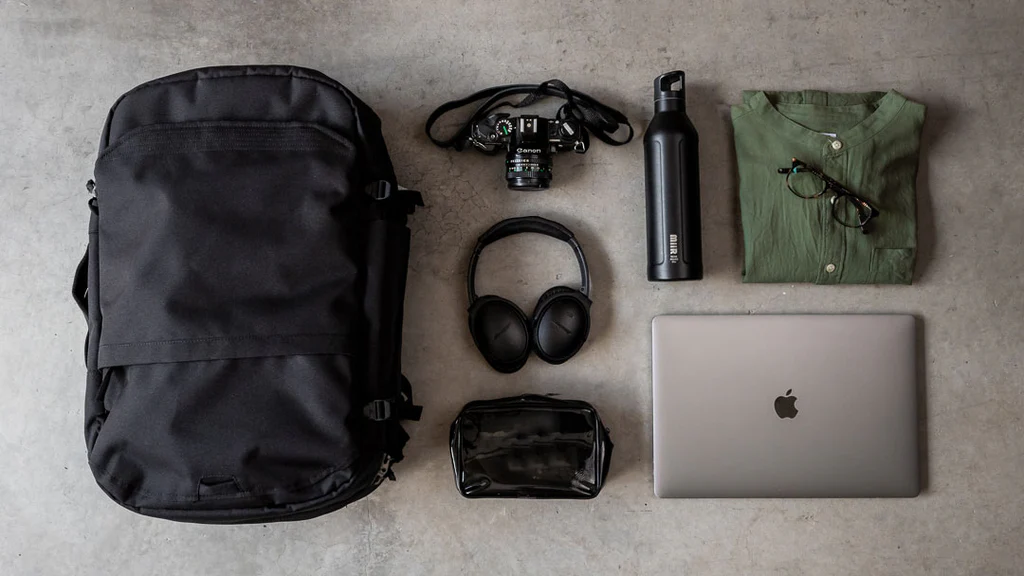 Travel fitness bag with compact workout gear