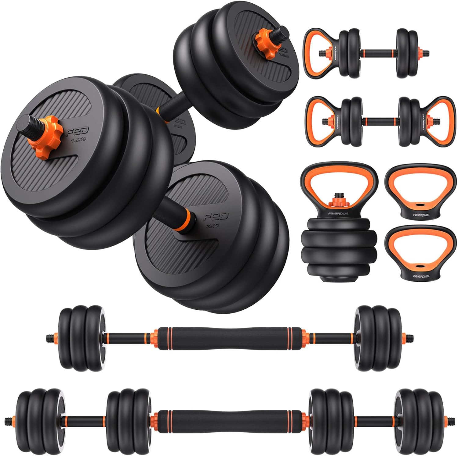Barbell and weight plate set for home strength training