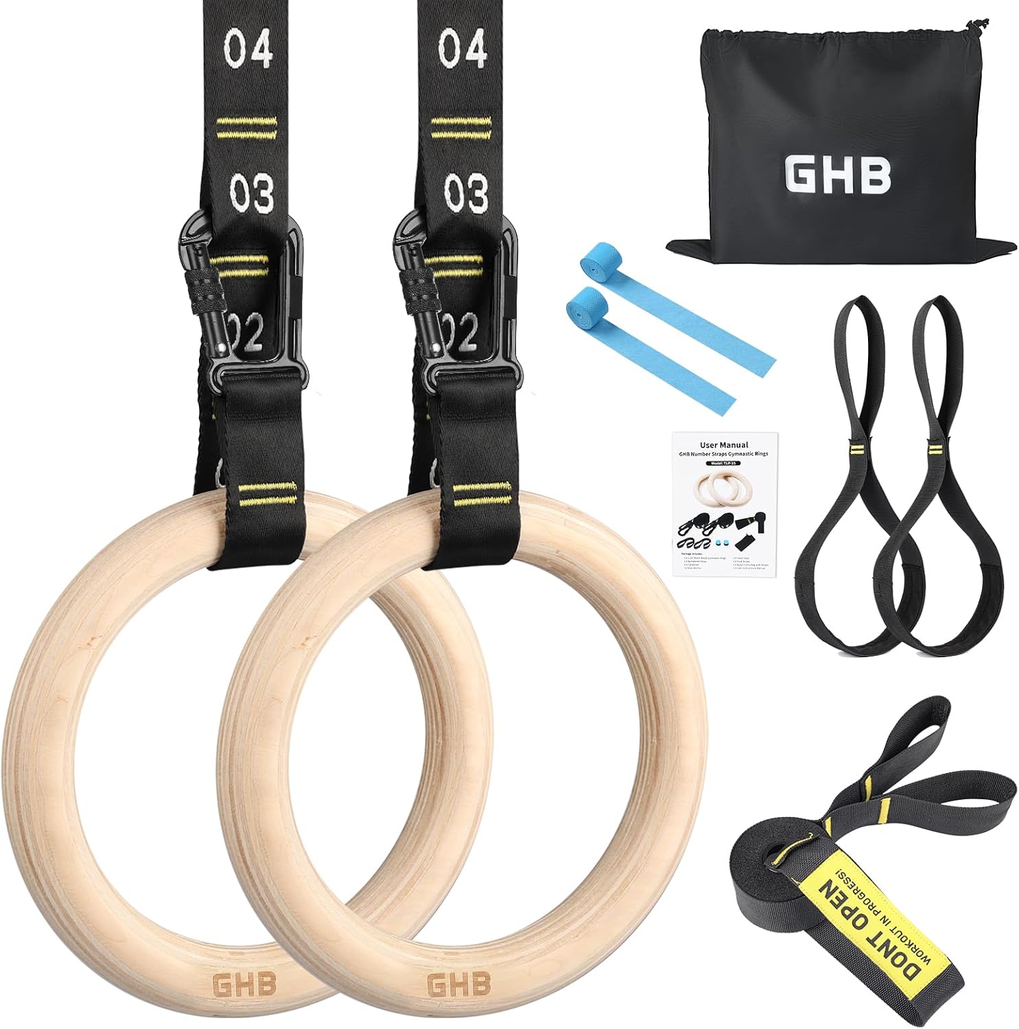 Gymnastic rings with straps for bodyweight strength training