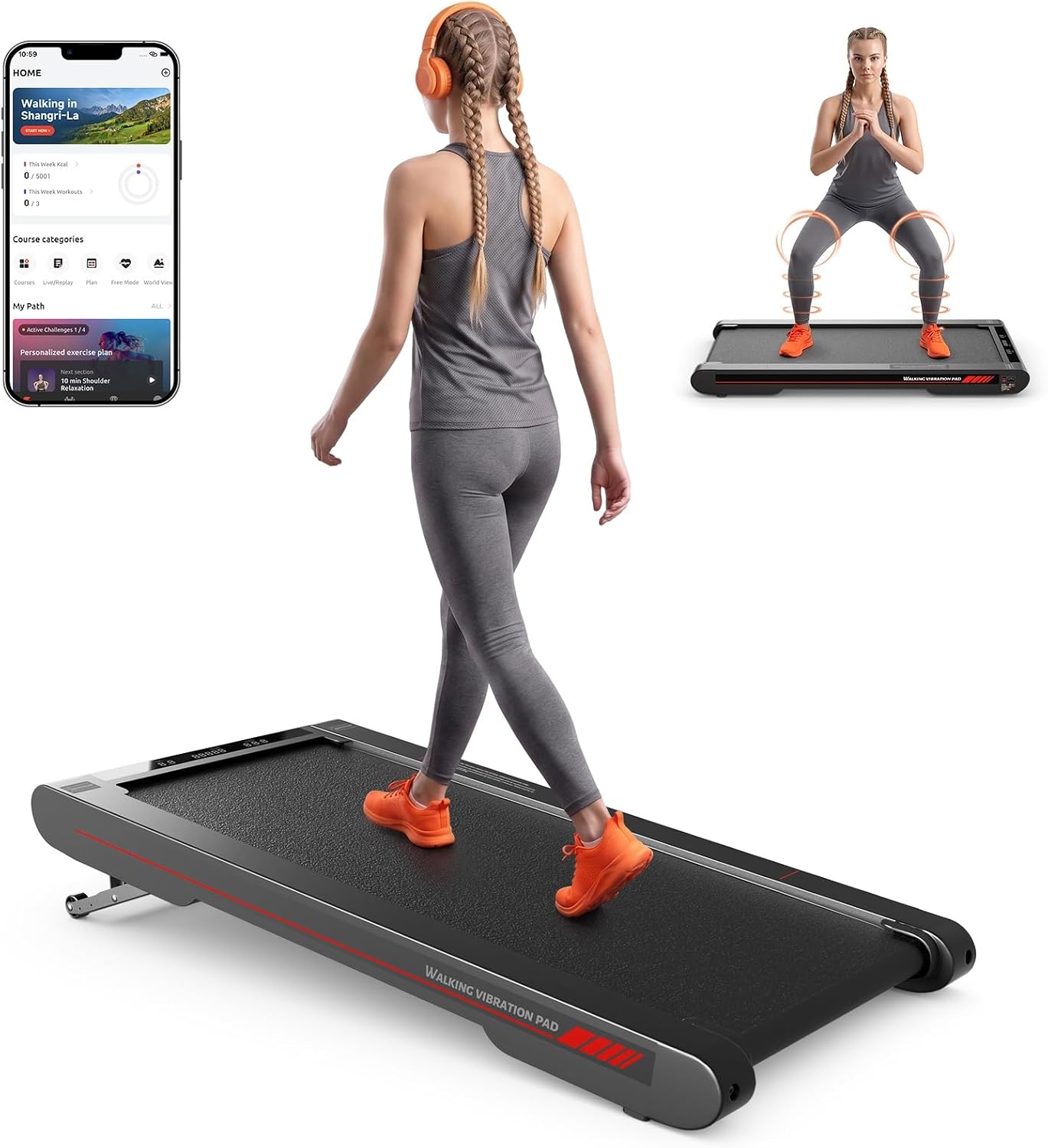 Compact walking pad treadmill for indoor walking and home cardio