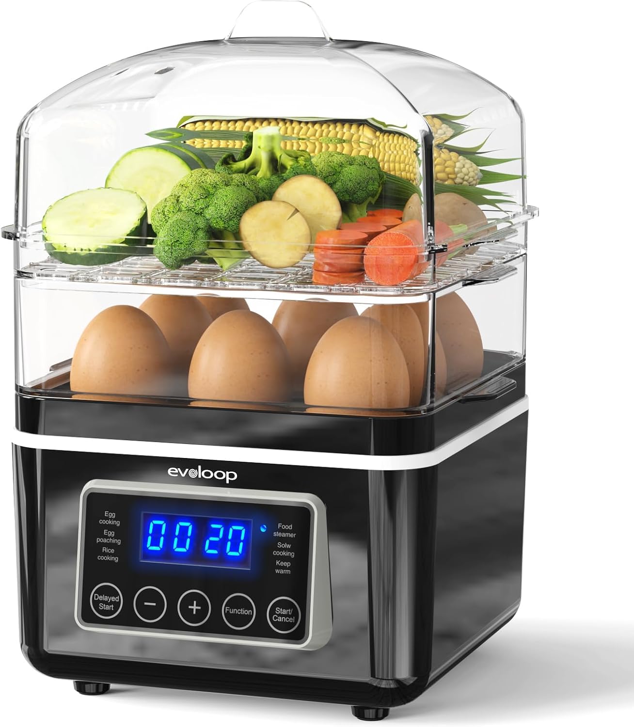 Electric egg cooker for quick breakfast and meal preparation