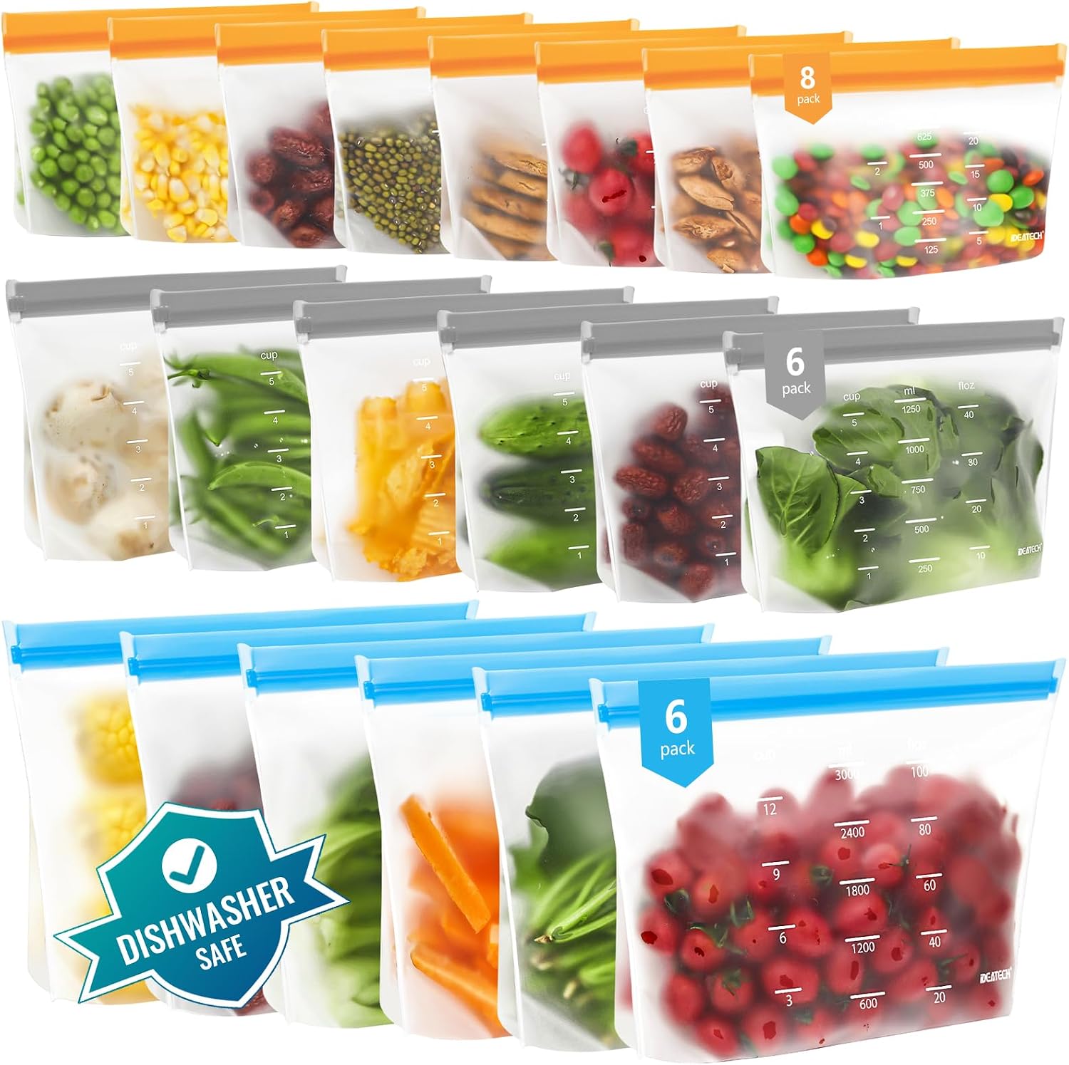 Reusable snack bags for food storage