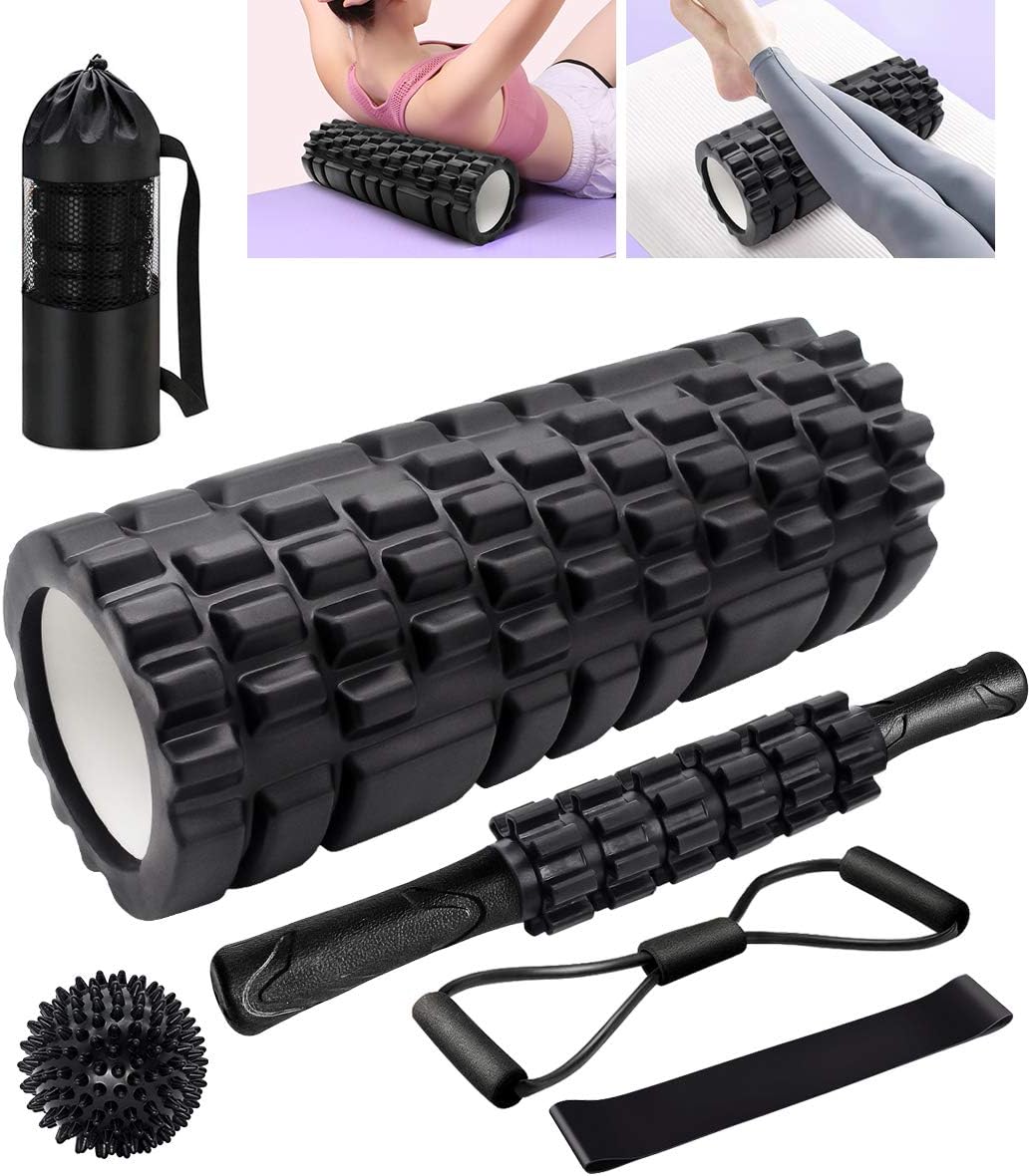 Handheld foam roller stick for leg and muscle recovery routines